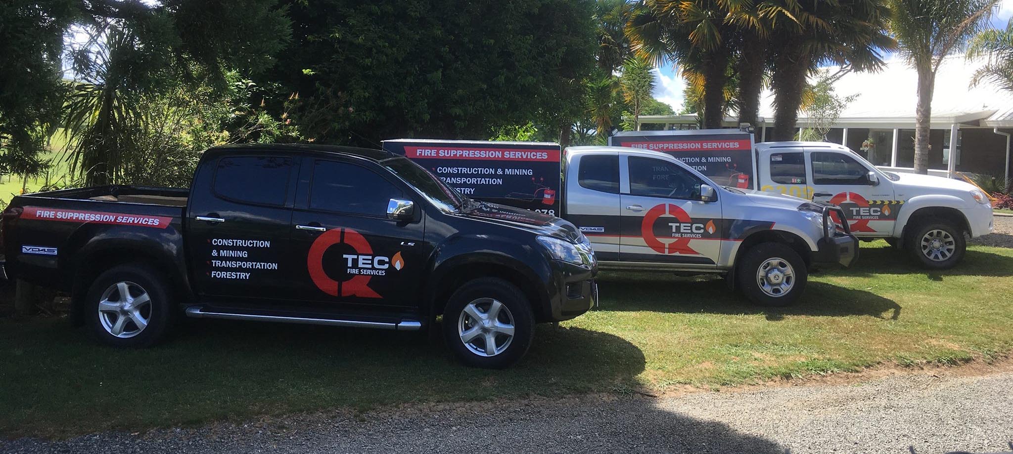 Qtec Fire Services Supply Trucks. Qtech Fire Services Trucks used for the supply of high-quality fire suppression equipment.
